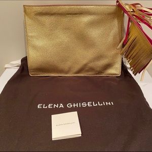 Elena Ghisellini Gold Leather Clutch